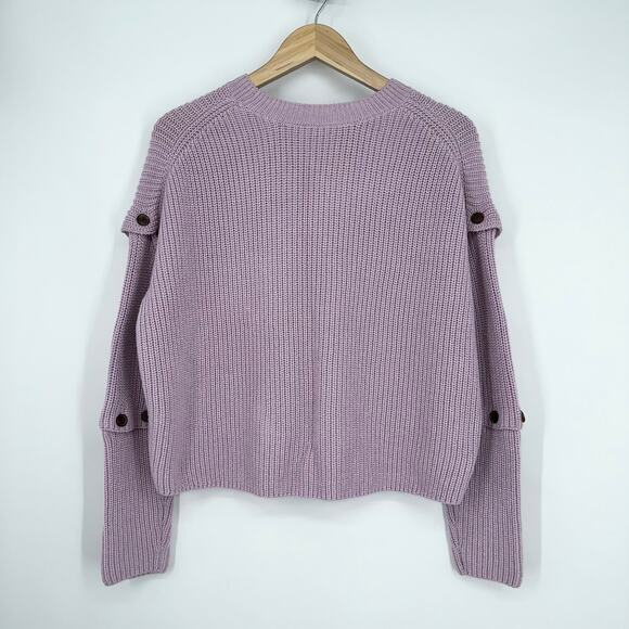 A.L.C. Adams Sweater Cashmere Wool Blend Tiered Button Sleeve in Pale Lavender - Picture 9 of 15